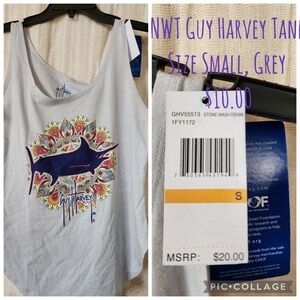 Guy Harvey Gray Tank Top with Vibrant Marlin Art